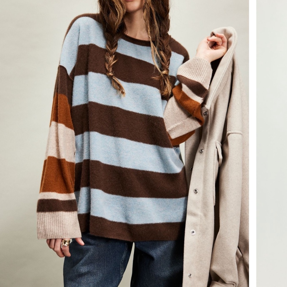 Free People Addie Stripe Cashmere Sweater, XS